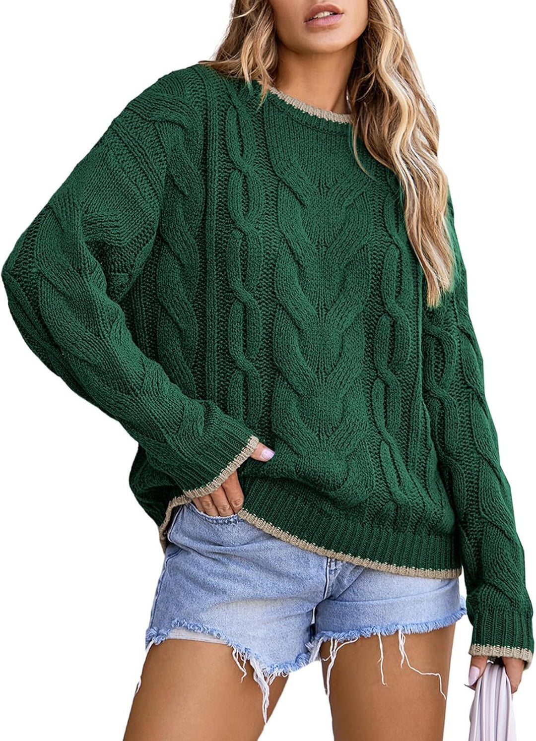 Knitted sweater for women with a thick braid pattern Lune London