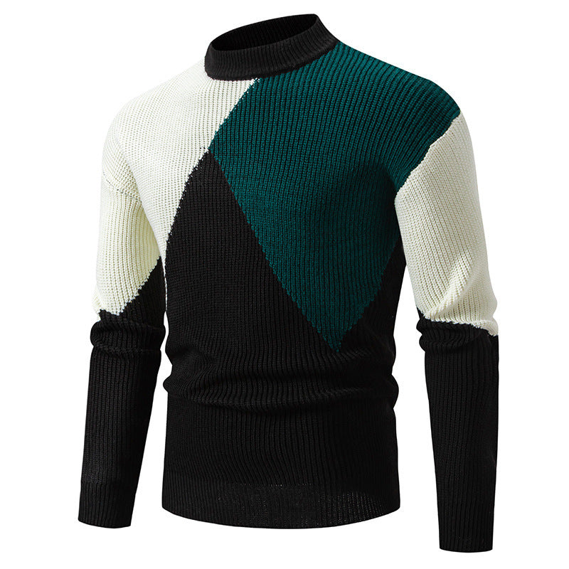 Men's high collar sweater with graphic color block design Lune London