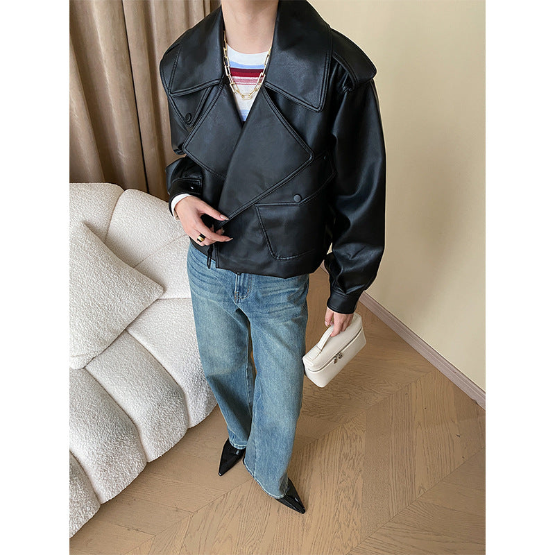 Ladies Fashion Biker Jacket made of Faux Leather Chic & Stil