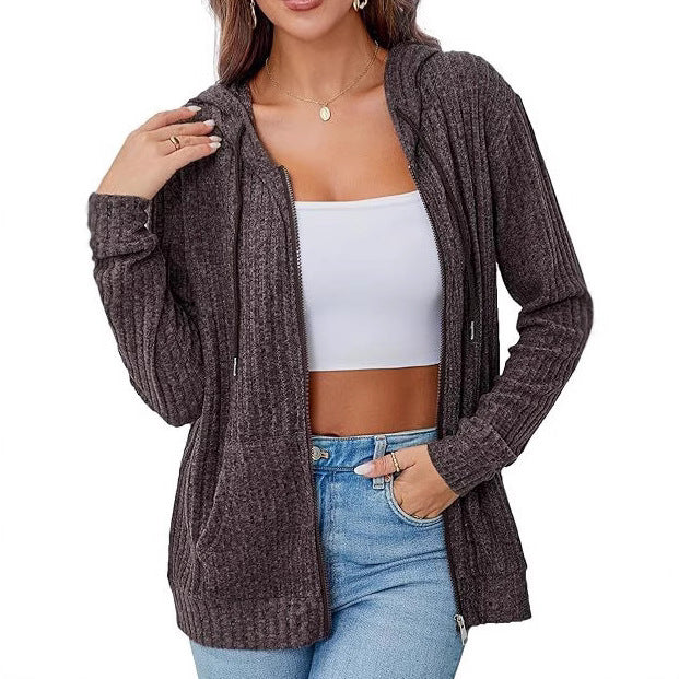 Dames sweat à capuche en tricot confortable avec zip Chic & Stil