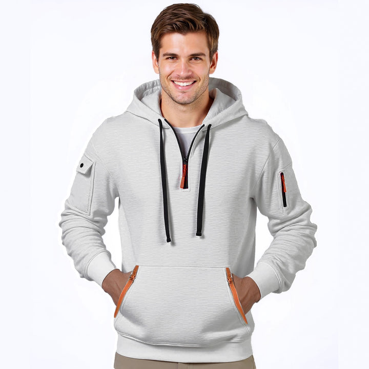 Fashionable men's hoodie with an innovative pocket solution Lune London