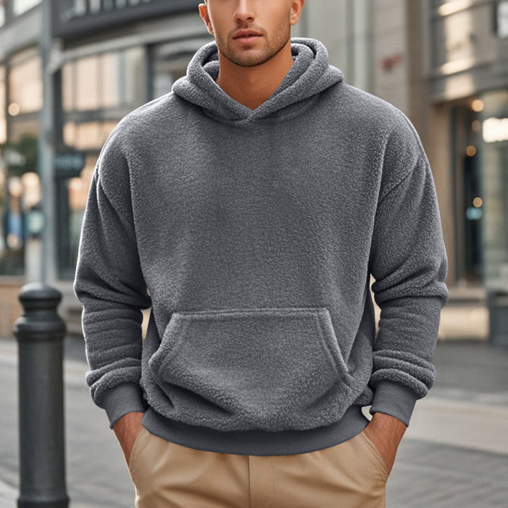Men's Hoodie Made Of Cozy Teddy Fleece with Kangaroo Pocket and Wide Cuffs Lune London