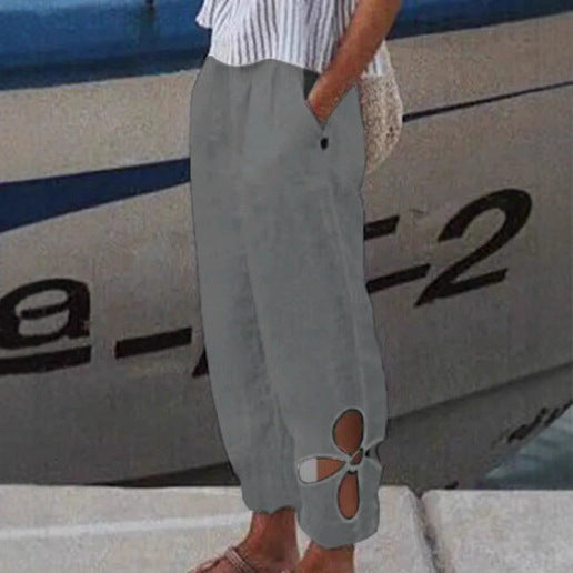 Pantalons Palazzo pour femmes avec découpes florales et poches latérales pratiques Chic & Stil