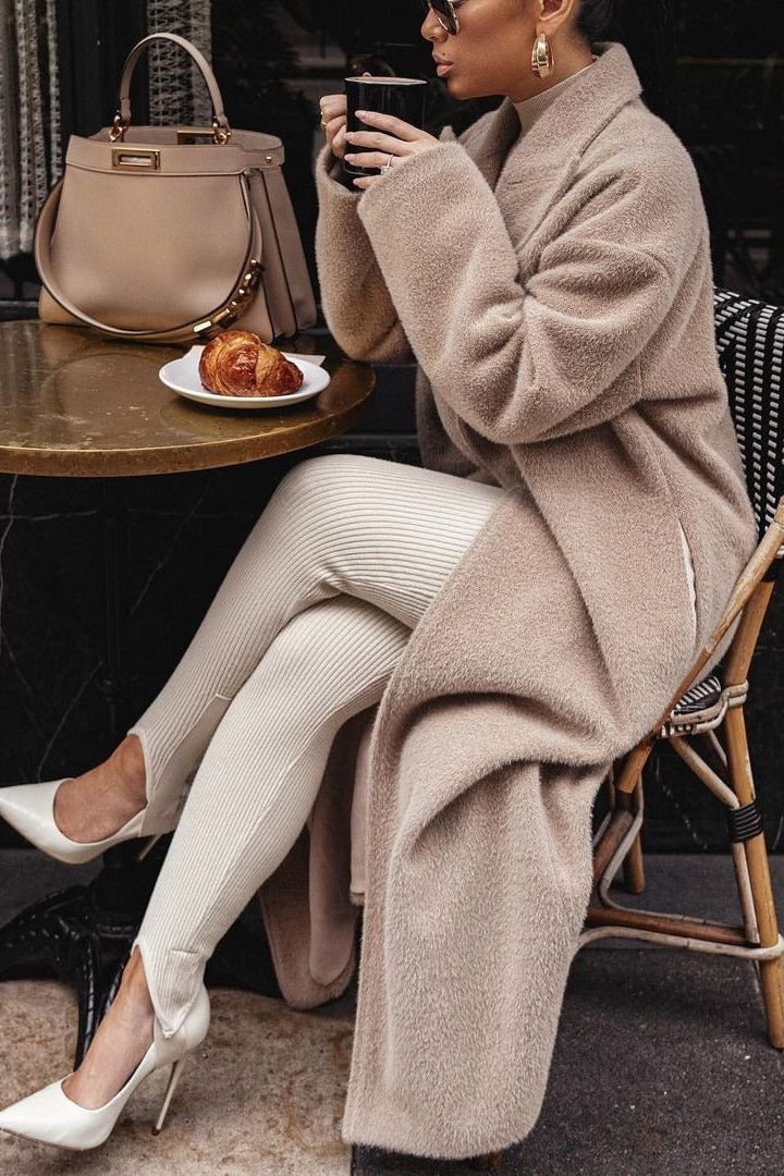 Lune London | Women's Plush Coat - Elegant Long Lapel Coat
