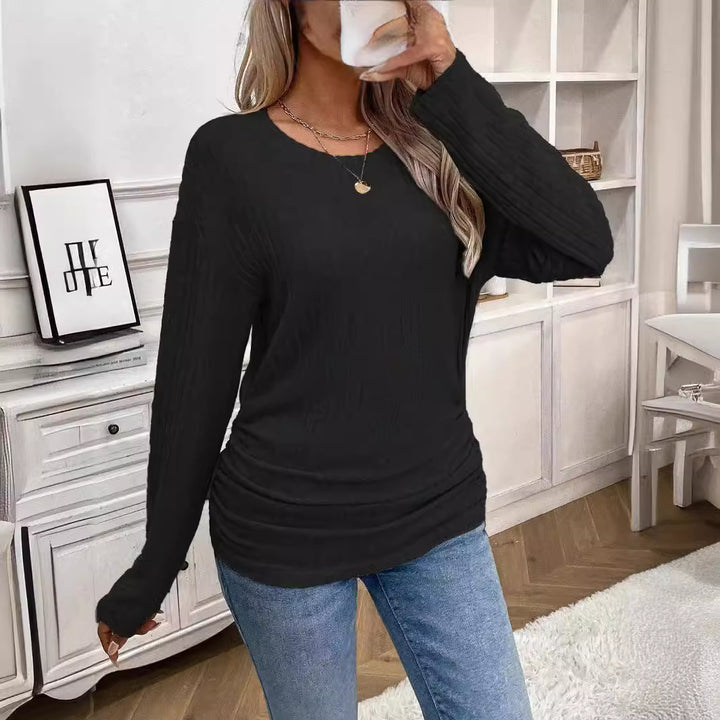 Women Long Sleeve Ribbed Top with Fitted Cut Lune London