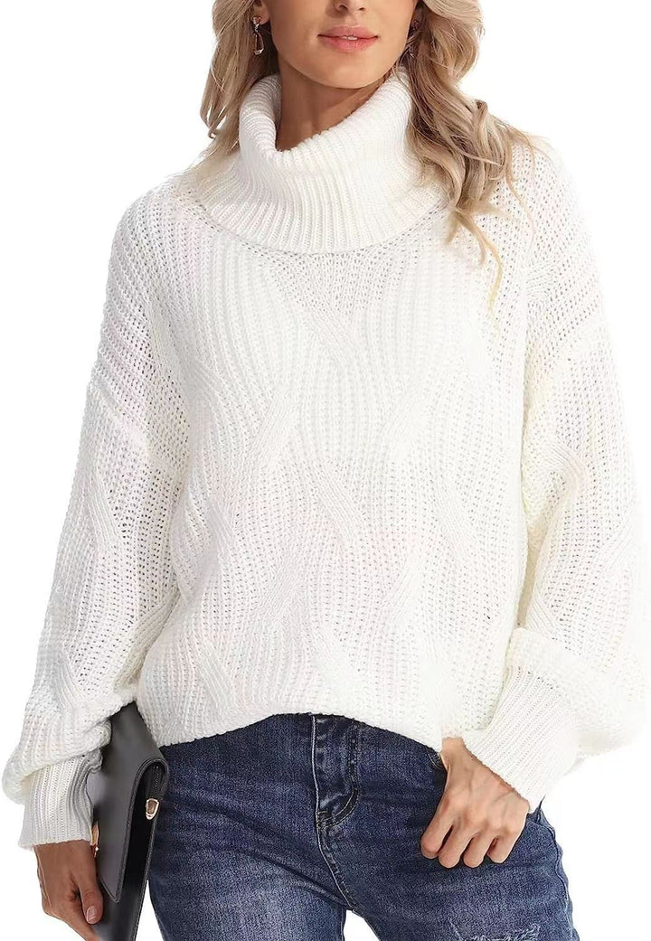 Oversized knitted sweater for women with high neck Lune London
