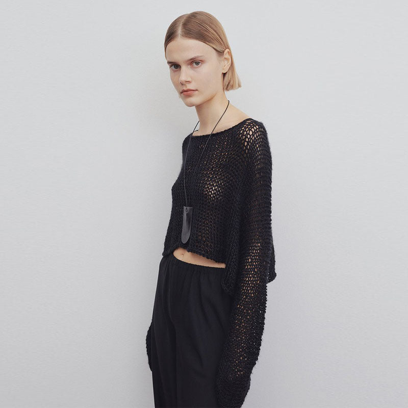 Pull tricoté court décontracté pour femme avec une coupe large Chic & Stil