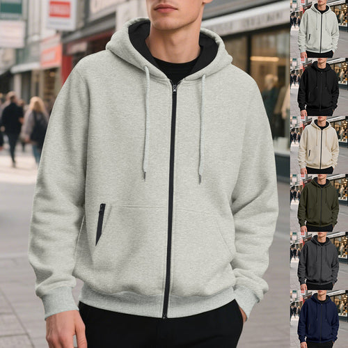 Men's zip hoodie with practical pockets and breathable fleece interior Lune London