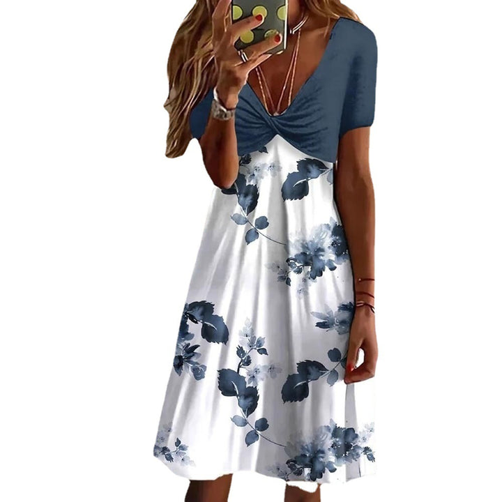 Floral Print A-Line Dress for Women with Ruched Top Lune London