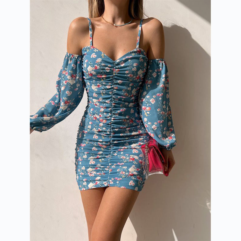 Women's short sleeve dress with playful ruffle details and off-the-shoulder cut Lune London