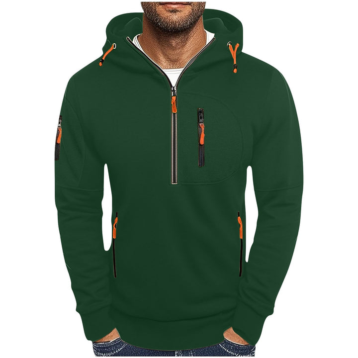 Functional hooded jacket for men with innovative 1/2 zip Lune London
