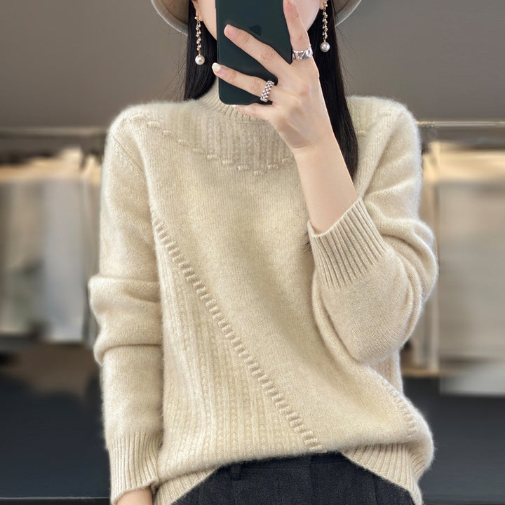 Pull en tricot pour femmes avec col structuré et coupe asymétrique Chic & Stil
