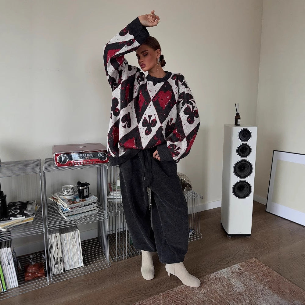 Oversized sweater for women with creative patterns and a wide fit Lune London