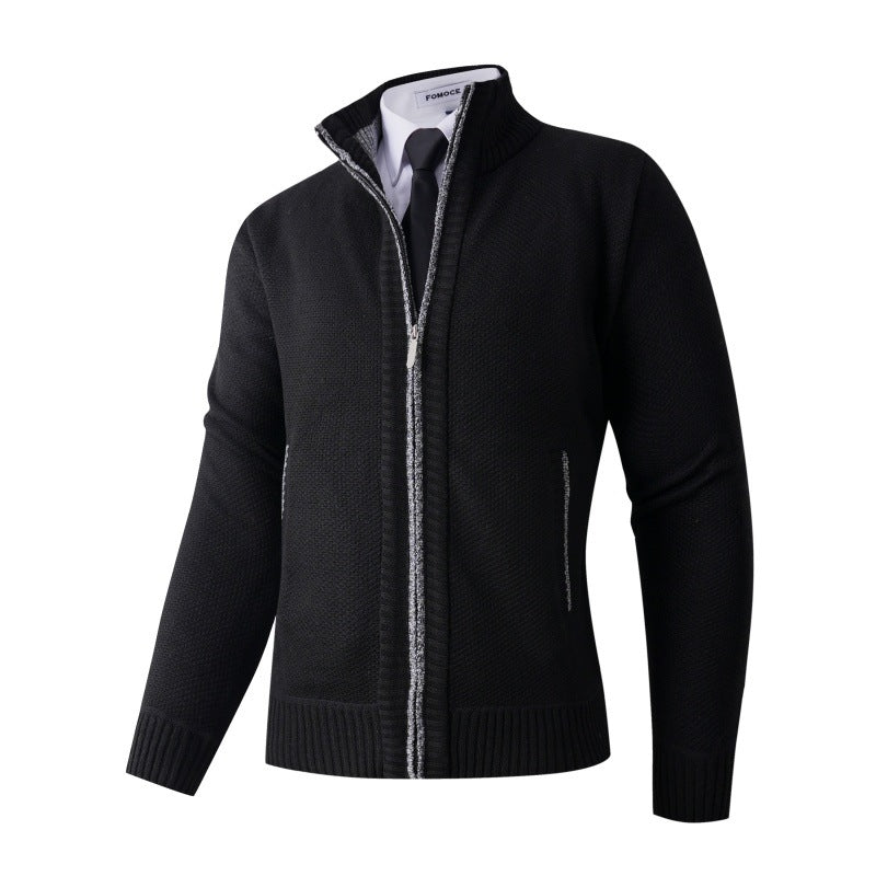 Elegant knitted jacket for men with high collar and practical pockets Lune London