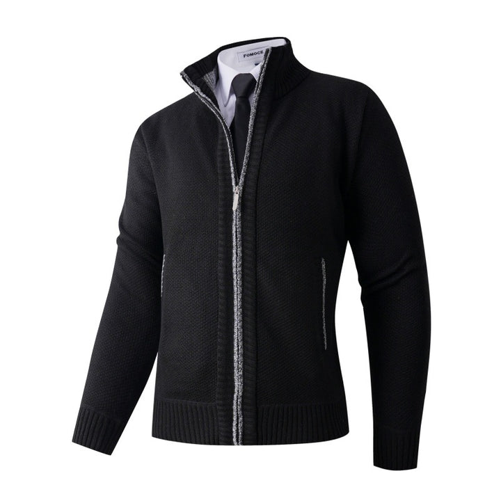 Elegant knitted jacket for men with high collar and practical pockets Lune London