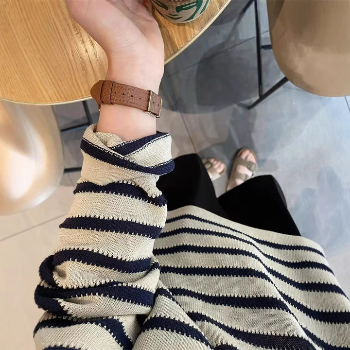 Trendy knitted sweater for women with nautical stripe pattern and relaxed fit Lune London
