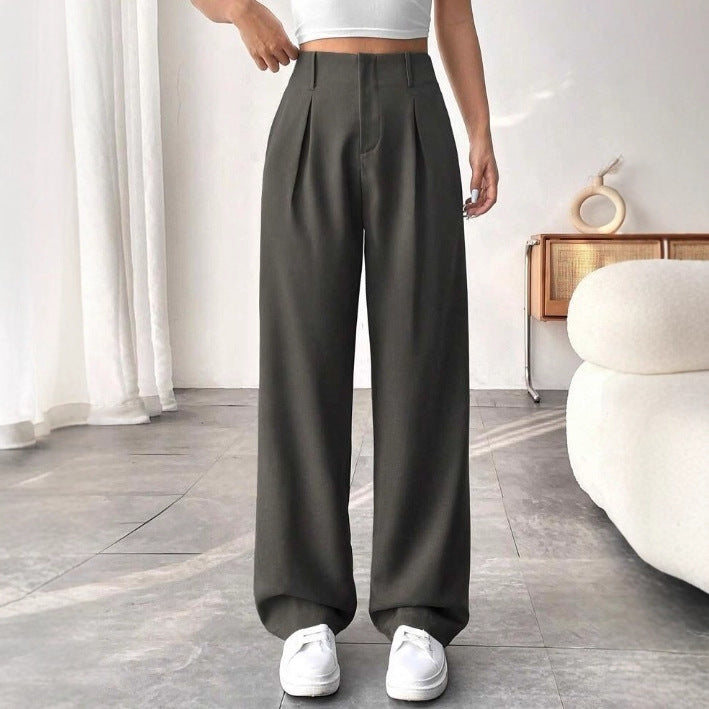 High-waisted wide trousers for women with pleats Lune London