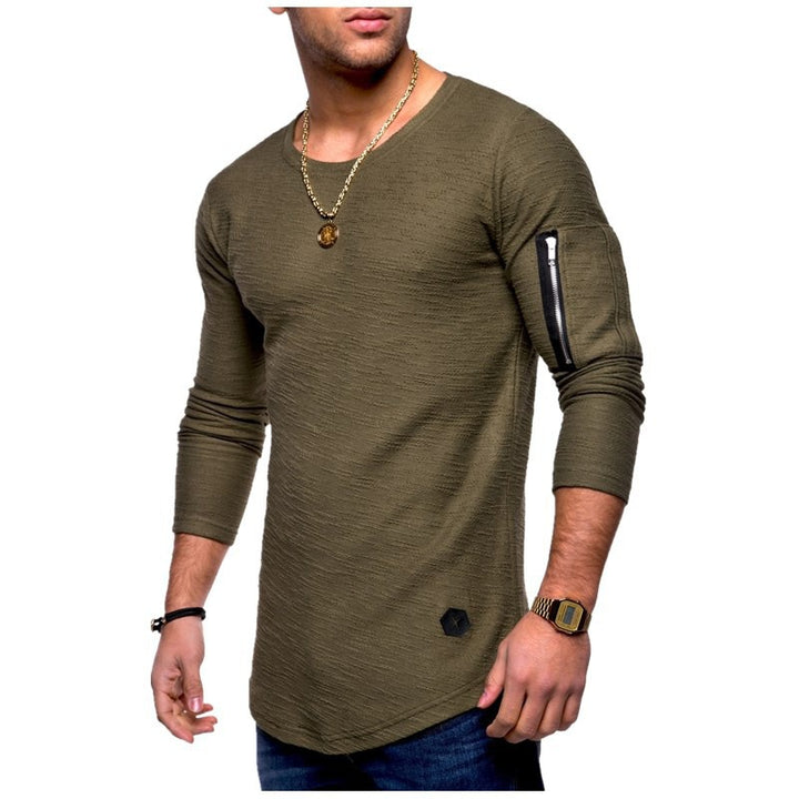 Men's long sleeve shirt with a modern textured pattern and a practical arm pocket Lune London