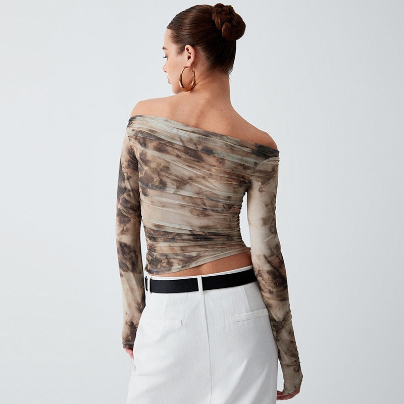 Ladies Elegant Off-Shoulder Top with Draped Design Lune London