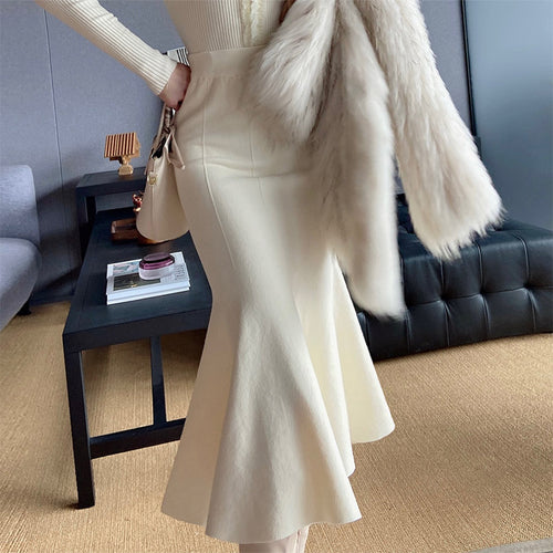 Jupe midi évasée élégante pour femme en tricot fin Chic & Stil