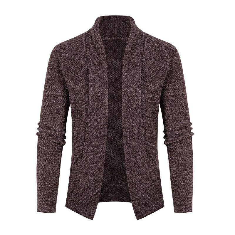 Men's knitted jacket with a modern shawl collar and a fine textured pattern Lune London