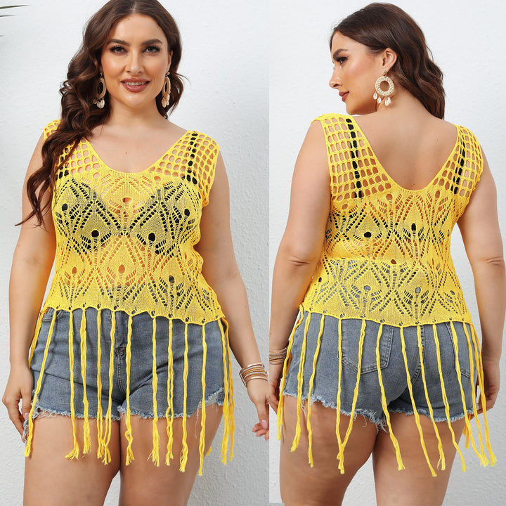 Ladies crochet fringes covered bath Top Lune London