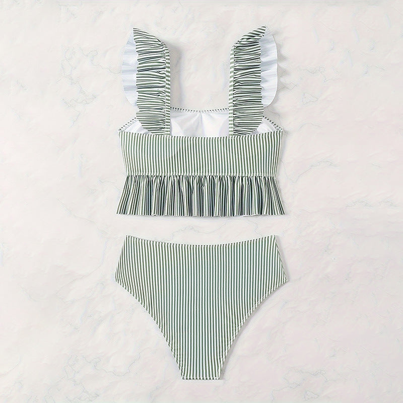 Women’s peplum ruffled tank top and high waist bottom set Lune London