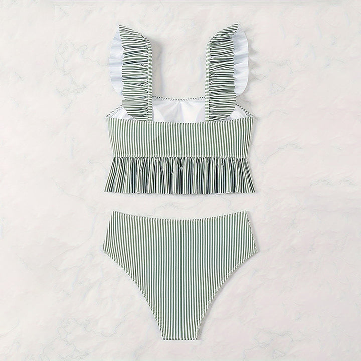 Women’s peplum ruffled tank top and high waist bottom set Lune London