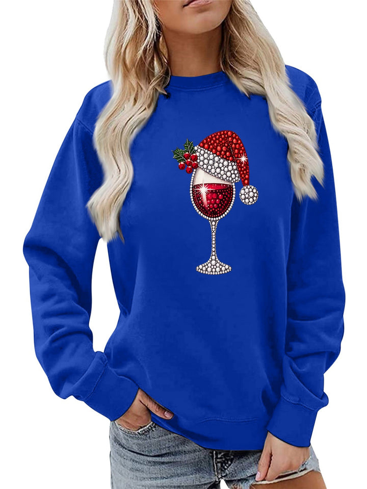 Sweatshirt pour femmes avec doublure douce et motif festif en vin Chic & Stil
