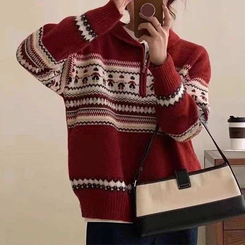Pull en maille épaisse pour femmes avec poche kangourou et col montant Chic & Stil