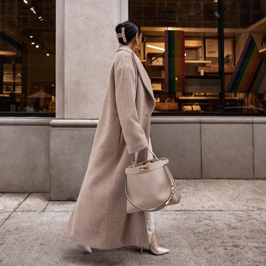 Lune London | Women's Plush Coat - Elegant Long Lapel Coat