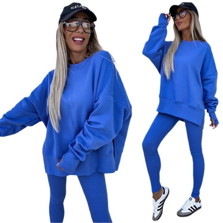 Ladies Oversized Casual Sweatshirt and Chic Leggings Set