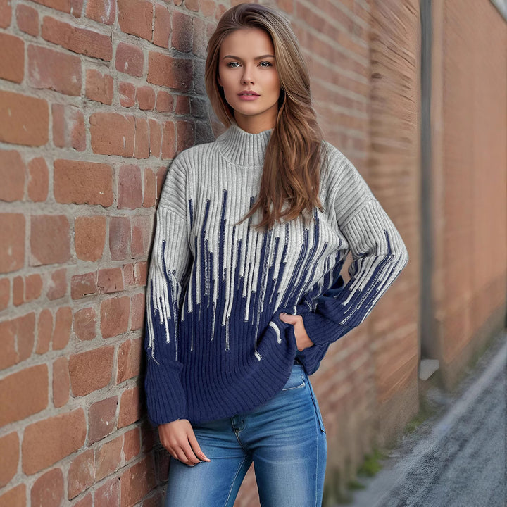 Pull femme tendance avec motif en relief et dégradés de couleurs harmonieux Chic & Stil