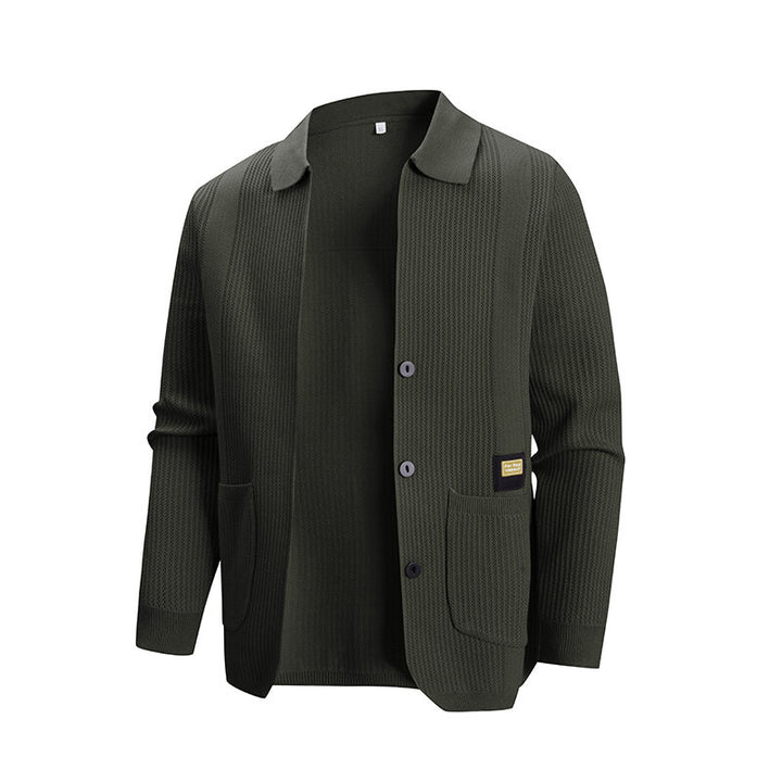 Men's knit jacket with a modern ribbed pattern and practical pockets Lune London