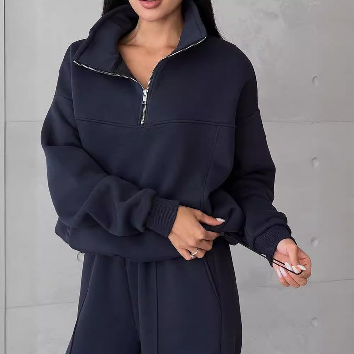 Sporty hooded jacket for women with high collar Lune London