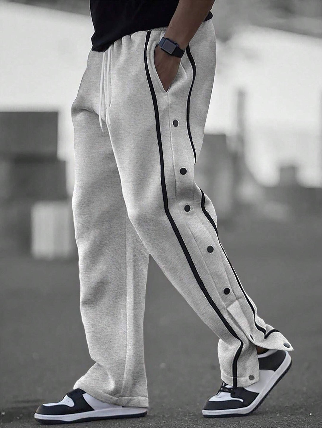 Sporty casual pants for men with side snap buttons Lune London