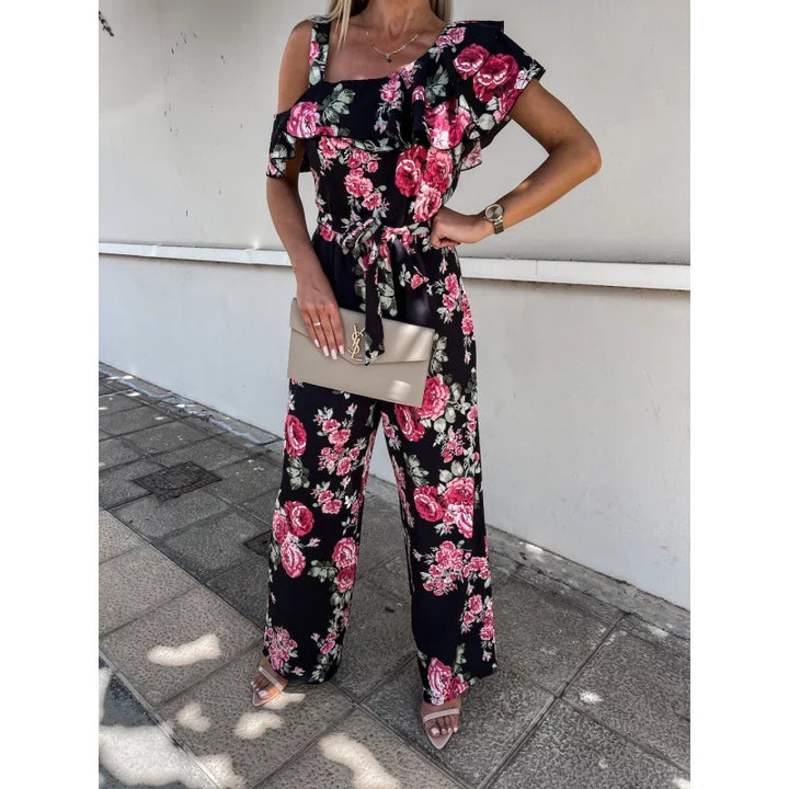 Women’s ruffled floral print jumpsuit Lune London