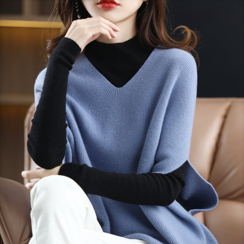 Ladies fashion knit poncho Lune London