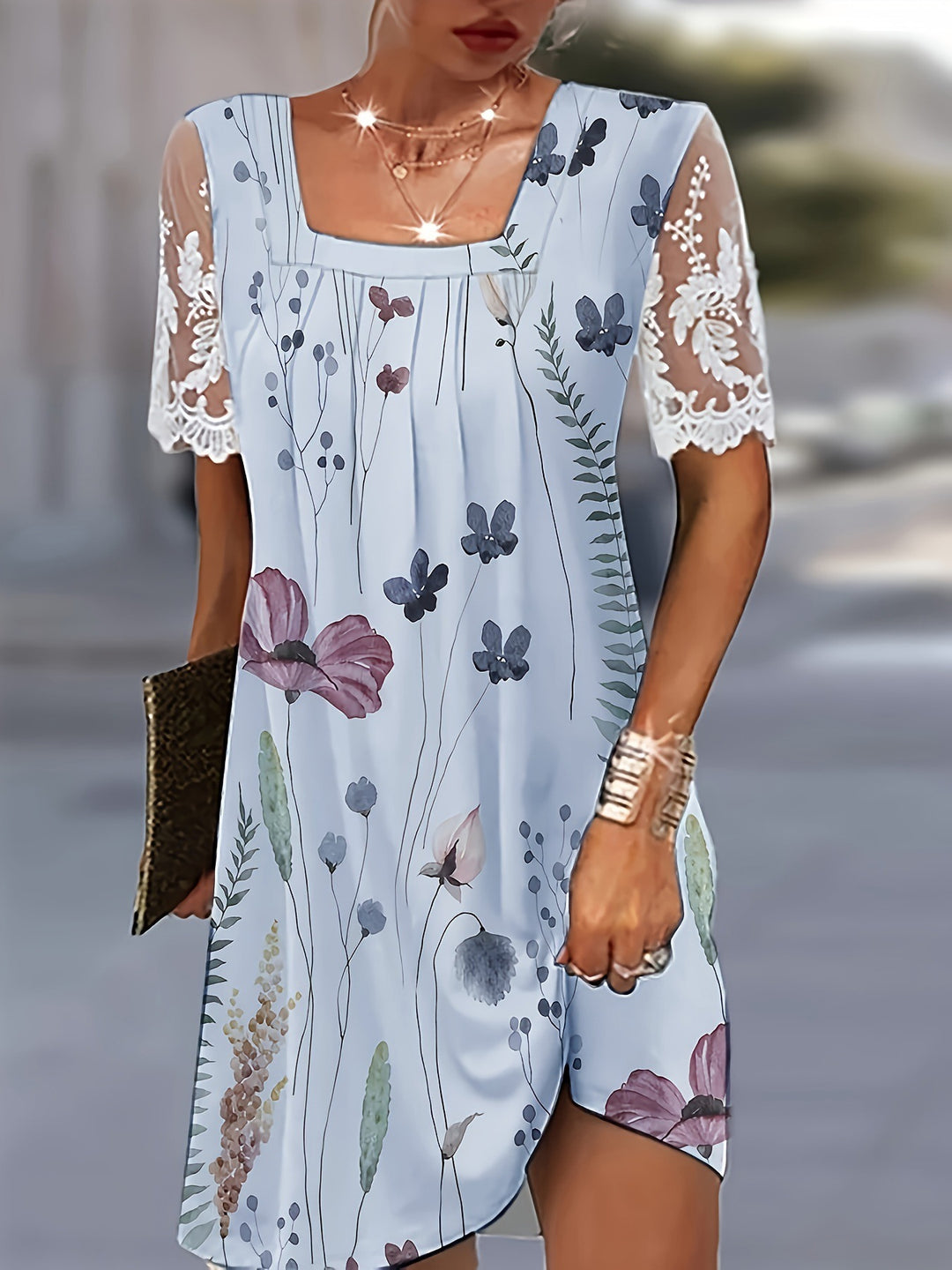 Lune London Floral Pattern Shift Dress for Women
