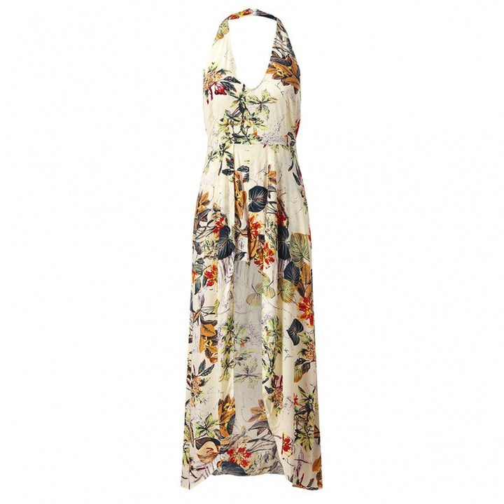 Lune London tropical print high slit maxi dress for women