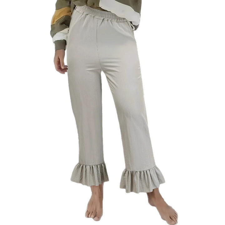Elegant palazzo pants for women with ruffle finishes Lune London