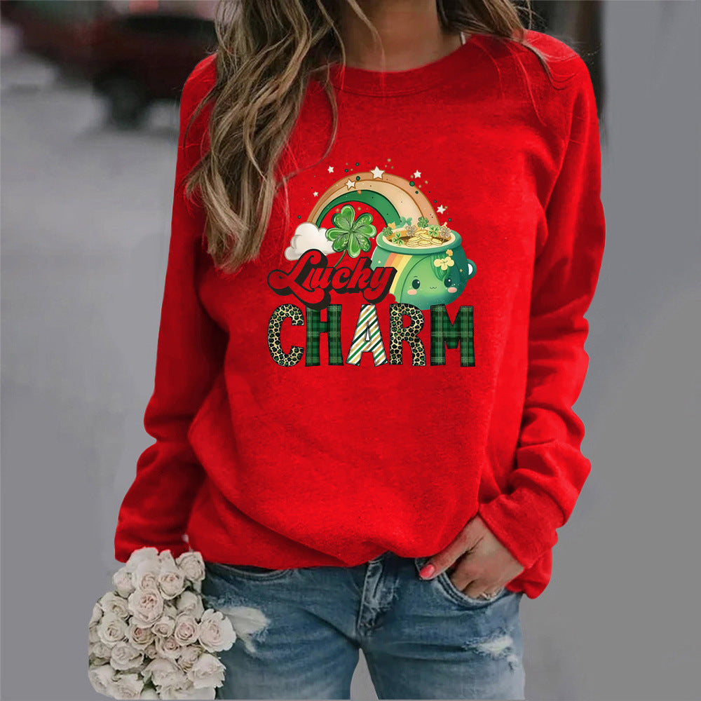 Sweat-shirt pour femmes avec motif chanceux créatif Chic & Stil