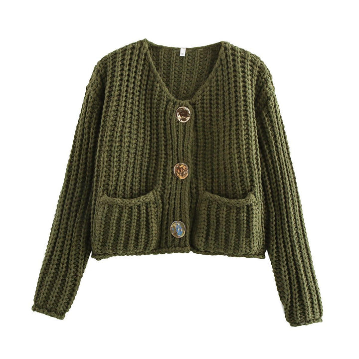 Knit jacket for women with decorative buttons and side pockets Lune London
