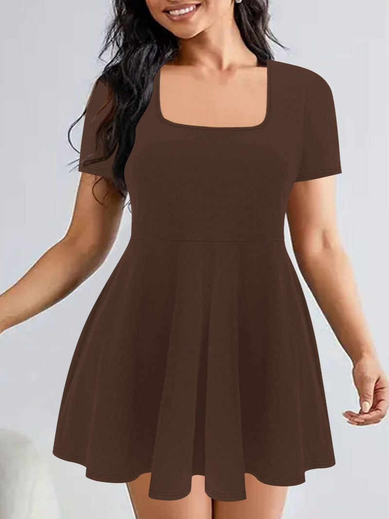 A-line swing dress for women with square neckline Lune London