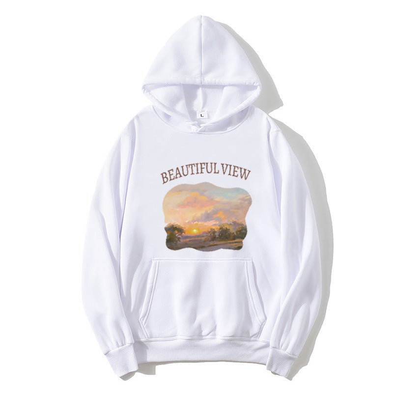 Women’s hooded sweatshirt with artistic landscape design Chic & Stil