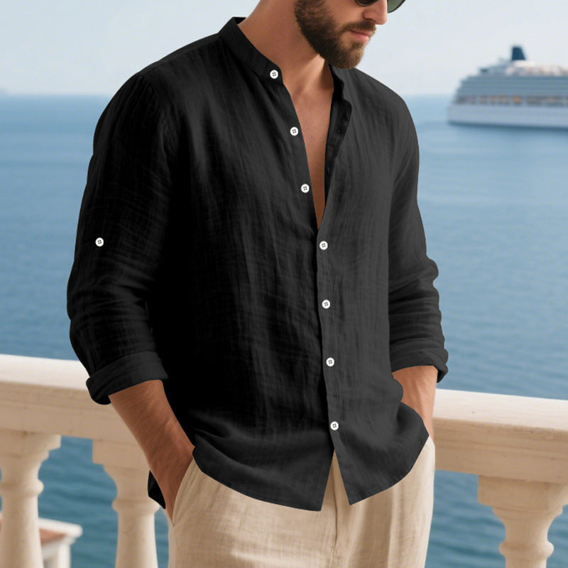 Casual long-sleeve shirt for men with modern button details and a textured surface Lune London