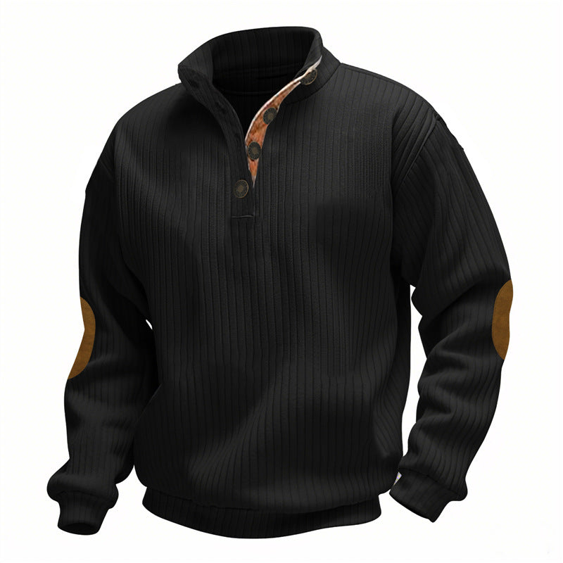 Casual knitted sweater for men with a fashionable collar and elbow patches Lune London