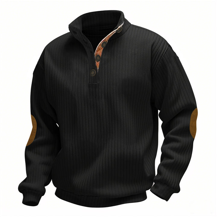Casual knitted sweater for men with a fashionable collar and elbow patches Lune London