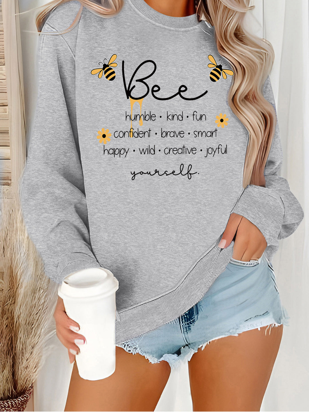 Sweat à capuche pour femmes avec motif d'abeille inspirant et affirmations positives Chic & Stil