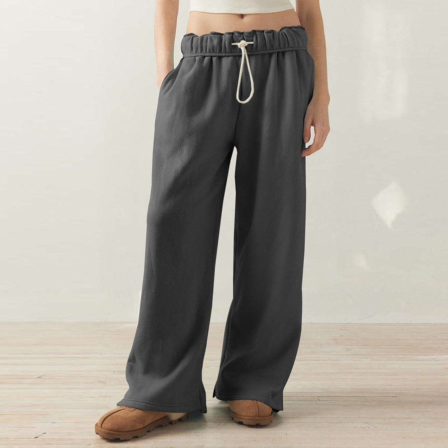 Chic and Stylish wide casual pants for ladies with elastic waist and drawstring
